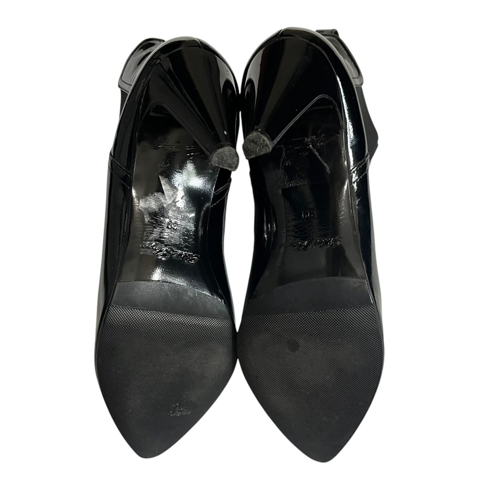 Robert Clergerie Black Patent Leather Pointed Toe Chelsea Bootie Heels Womens 39 - Picture 9 of 14
